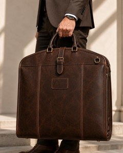 Sac de Voyage en Cuir Premium pour Vêtements, Fait Main, Porte-Costume, Fermeture Éclair Robuste, Décontracté, Simple, pour Voyages d'Affaires - Product Image 1