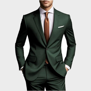 Blazer de traje verde oscuro para hombre, chaqueta formal ajustada de un solo pecho, abrigo elegante para negocios, bodas y fiestas, ropa exterior masculina elegante - Product Image 1