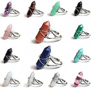 Hexagon Point Crystal Sterling Silver Vintage Bezel Set IGI Certified Adjustable Wire <b>Wrapped</b> Natural Healing Stone Ring <b>for</b> - Product Image 2