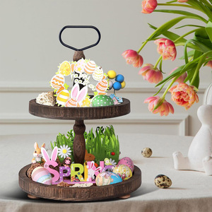 ถาดไม้2ชั้นถาดไม้สำหรับตกแต่งบ้านไร่ที่เป็นมิตรกับสิ่งแวดล้อมถาดไม้ชั้นวางขนมหวานกาแฟผลไม้คัพเค้กใช้ตกแต่งบ้านวันหยุด - Product Image 6