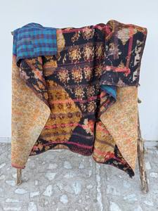 Traditional Persian Kantha <b>Quilt</b> Hand Stitched Cotton Bedspread Vintage Reversible <b>Throw</b> Blanket Home Decor - Product Image 5