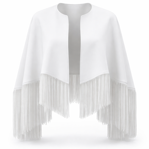 Wholesale Custom White <b>Fringe</b> Cape for Wedding <b>Jackets</b> and Wraps - Factory Direct Supplier - Product Image 1