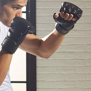 Guantes de MMA de Medio Dedo de Cuero y PU con Soporte de Muñeca de Gancho y Bucle, Ligeros para Boxeo, Entrenamiento de Artes Marciales, Saco de Boxeo, Unisex - Product Image 6
