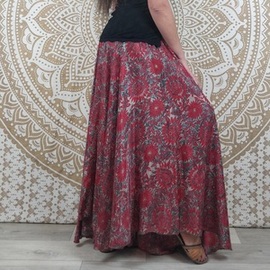 Pantalon Korba 100% soie, coupe régulière, taille élastique, taille haute, hiver, décontracté, imprimé floral rouge - Product Image 5