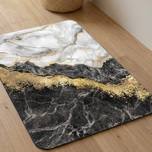 Tapis de bain moderne réversible en polyester à motif floral |   Super absorbant, séchage rapide, antidérapant |   Entrée de cuisine rembourrée et adaptée aux animaux domestiques - Product Image 4