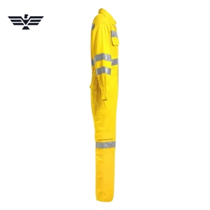 Unisex High Visibility Yellow Work <b>Overalls</b> Reflective Stripes Cotton Material Safety Coverall Anti-Bacterial Silk Screen - Product Image 6