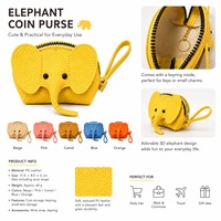 Ensemble de papeterie HauHwa OEM, porte-monnaie mignon en forme d'éléphant, mini portefeuille en cuir PU, porte-clés, sangle de poignet, portable, durable, plusieurs couleurs