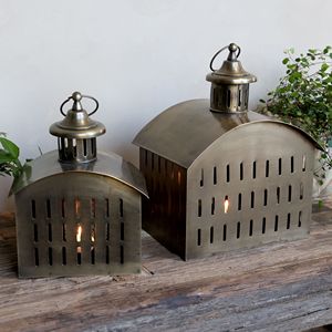 Wholesale Home Tabletop Decoration <b>Brass</b> Antique Metal Candle Holder <b>Lanterns</b> Rectangle Shape - Product Image 1