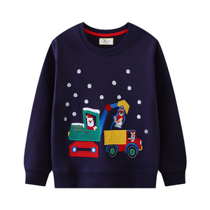 Sudadera navideña verde para niños, jersey de cuello redondo con bordado de Papá Noel, muñeco de nieve y camión, top de invierno - Product Image 2