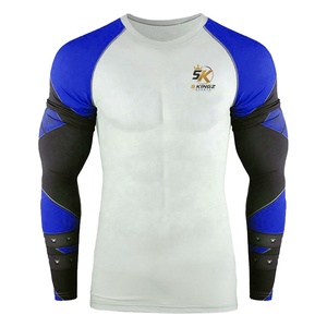 5 Sports Sports Men's Compression Shirt Blue Black White Long Sleeve Fitted Moisture Wicking MMA Workout <b>Top</b> - Product Image 1