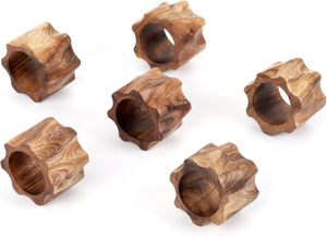 Premium Vintage <b>Wooden</b> <b>Napkin</b> <b>Rings</b> Set 6 Eco-Friendly Durable Wedding <b>Napkin</b> Holder Dining Table Elegant Kitchenware Home Decor - Product Image 2