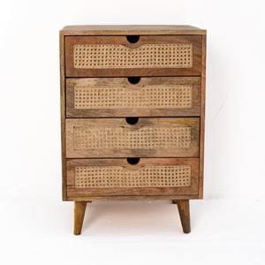 Mesa Auxiliar de Ratán con 4 Cajones Vandana Orion Prime, Mueble Moderno con Detalles Tejidos Naturales - Product Image 4