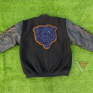 Blouson aviateur universitaire décontracté avec logo personnalisé pour hommes manches en cuir et laine patchs de broderie de lettres en chenille hiver OEM à séchage rapide - Product Image 2