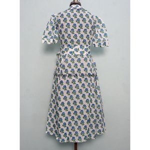 Nouvelle Robe d'été pour femme en coton pur, tissée naturellement, écologique, avec dentelle, imprimée à la main au motif floral indien, best-seller - Product Image 6