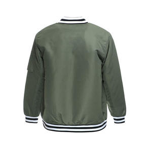 <b>Men's</b> Olive Green Bomber <b>Jacket</b> Casual Zipper Front Solid Color Polyester Regular Fit Turn-down Collar Autumn Wear - Product Image 2