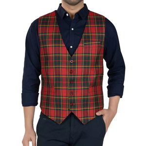 Mens Elegant Plaid Tartan Waistcoat Classic Vest For Weddings Parties And Formal Business Meetings - Product Image 1