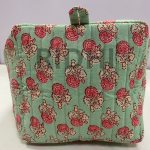 Trousse de maquillage matelassée en coton doux effet jade, avec fermeture éclair, écologique, grande, réutilisable, imprimée style bohème, personnalisable, pour usage quotidien - Product Image 5