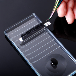 Clear Glass Eyelash Tile with Glue Jade Stone Slot <b>Lash</b> <b>Extension</b> Palette Holder Printed Scale <b>Lash</b> Strip Board Organizers - Product Image 5