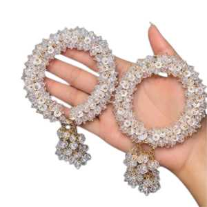เครื่องประดับข้อมือแบบดั้งเดิมสำหรับงานแต่งงาน  ประดับด้วยดอกไม้ คริสตัล และลูกปัด สำหรับผู้หญิง โรแมนติก ชุบทอง - Product Image 1