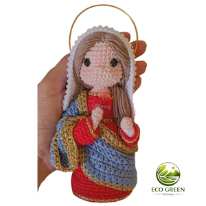 Poupée amigurumi de la Nativité catholique, Vierge Marie et bébé Jésus faits à la main, décoration de Noël au crochet, cadeau - Product Image 4