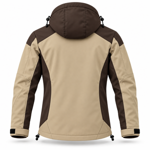 Veste Softshell d'hiver pour homme, personnalisable, à blocs de couleur, coupe-vent, décontractée, avec capuche, doublure Sherpa et poches zippées - Product Image 3