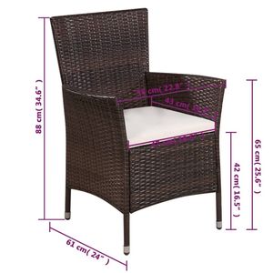 Poly Rattan marrone Patio sedia e sgabello con cuscini esterni Set di mobili da giardino - Product Image 4