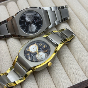 นาฬิกาควอทซ์สองสีสำหรับคู่รัก, นาฬิกาข้อมือหรูหราหลายหน้าปัด, นาฬิกาแฟชั่นสายเหล็กสีเงินและสีทองสำหรับผู้ชายและผู้หญิง - Product Image 4