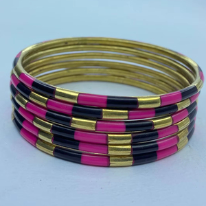 Custom Made Beautifully <b>Engraved</b> Designs Brass <b>Bangles</b>, Cuffs and <b>Bangle</b> Sets Made with Resin Inlay for Fashion Jewelry Stores - Product Image 1