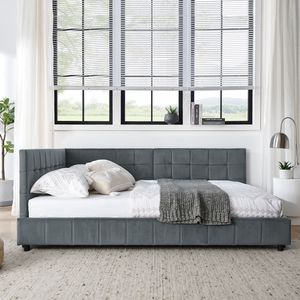 Letto Imbottito Matrimoniale con Testiera e Braccioli Confortevoli, Divano Letto per Camera da Letto o Soggiorno - Product Image 4