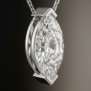 Minimalist 1 Carat Lab Grown Marquise Cut Solitaire Diamond Pendant Necklace Secure V-Prong Setting Yellow Gold Party <b>Gift</b> - Product Image 1