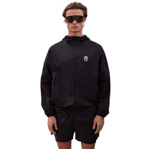 Translucent <b>Black</b> <b>Windbreaker</b> Jacket and Shorts Set for Men Lightweight Hooded Jacket with Elastic Waist Fashion Outdoor Set - Product Image 5