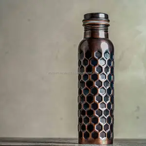 Copper Water Bottle 32oz 950ml With Carrying Canvas Bag 100% Pure Copper Bottle For Drinking Water BY WONDER OVERSEAS