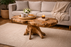 โต๊ะกาแฟไม้สักรากแท้ทำมือระดับพรีเมียมจาก ATERRA เฟอร์นิเจอร์ห้องนั่งเล่นลายไม้ธรรมชาติที่เป็นเอกลักษณ์ - Product Image 3