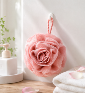 Éponge de bain élégante en forme de rose, en maille douce, pour une mousse riche, pour enfants et adultes - Product Image 3