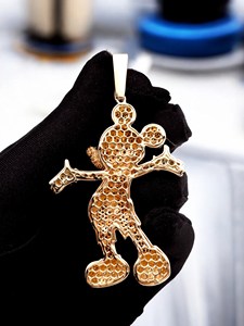 Iced Cartoon <b>Mouse</b> Pendant Moissanite Hip Hop Jewellery Colourful Diamond Look Luxury Bling Statement Piece Gold Plated Sterling - Product Image 3