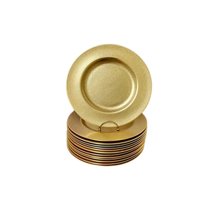 Assiettes de Présentation Rondes Dorées Classiques pour Événements – Ensemble de Vaisselle Métallique Polie Style Glamour Durable pour Fêtes et Dîners - Product Image 1