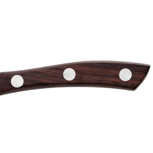 Couteaux de cuisine à lame dentelée avec manche en bois brun et triple rivet argenté pour trancher les tomates, les légumes et la préparation culinaire - Product Image 4