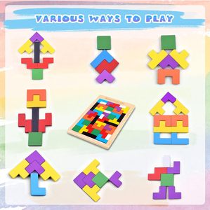 Wood Intelligence Eco-Friendly Polished Wooden Puzzle Blocks Colorful Round Handmade Tabletop Educational Craft Toy - Product Image 3