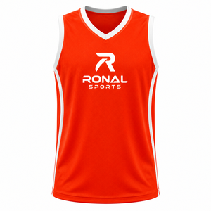 เสื้อบาสเก็ตบอลผู้ชายไซส์ใหญ่ ระบายอากาศได้ดี แขนกุด โพลีเอสเตอร์ 100% ปรับแต่งได้ ต้านเชื้อแบคทีเรีย แห้งเร็ว ขายดี - Product Image 1