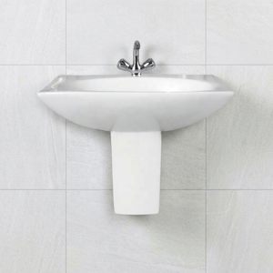 Indian High Quality Flower Shape Wash Basin Half Pedestal Wall Mounted Full Sink For Bathroom - Product Image 4