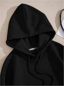 Nouveaux sweats à capuche unis personnalisables avec logo, épais, respirants, 300g, à prix réduit, pour l'hiver, en tricot long, avec poche avant, coupe ample - Product Image 3