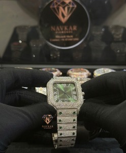 Montre mécanique de luxe pour homme, entièrement sertie de diamants, style hip-hop, avec moissanite VVS, en or - Product Image 2