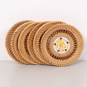 Custom design hand-made <b>coasters</b> natural <b>ceramic</b> rattan <b>coaster</b> set tabletop protection & decor - Product Image 1
