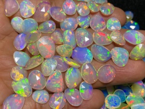 Natural Faceted Ethiopian Opal Loose Gemstone Multi Fire Rose Cut Flat Back for Jewelry Making - Product Image 3