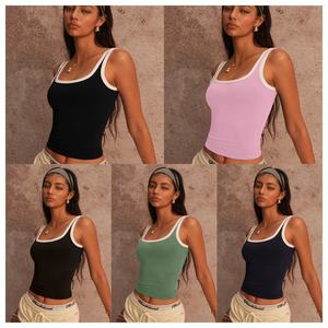 Women's Breathable Sleeveless Tank <b>Tops</b> Custom <b>Cropped</b> Gym Wear for Active Sports Casual Yoga <b>Top</b> Loose Fit Seamless Feature - Product Image 3