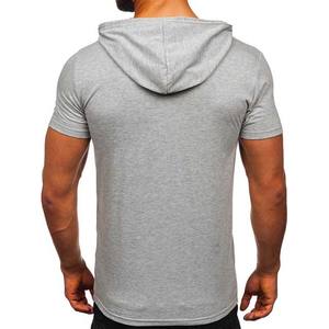 Camiseta con Capucha de Manga Corta para Hombre, Personalizada con Logotipo Bordado, de Alto Rendimiento, en Poliéster/Algodón, Talla Grande, Transpirable, Color Sólido - Product Image 5