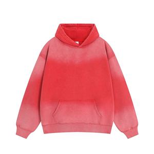 Sweat-shirt à capuche zippé oversize pour homme, effet usé, style streetwear, coupe ample, coton épais, décontracté - Product Image 2