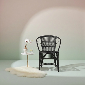 Elegante Silla de Comedor Moderna Francesa Ergonómica de Ratán Negro Tejida a Mano, Muebles Duraderos y Ligeros de Estilo Bistro para el Hogar - Product Image 6