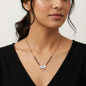 Mangalsutra con Diamante Natural de 0.11 Ct, Certificado IGI, Corte Brillante Redondo H-I, Claridad VS-SI, Joyería Tradicional de Oro Minado en Tierra - Product Image 1