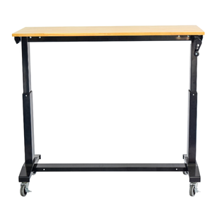 Wholesale CSPS Natural 117cm Manual Lift <b>Table</b> Convertible <b>Adjustable</b> Height Workbench with Casters for Garage Workshop - Product Image 4